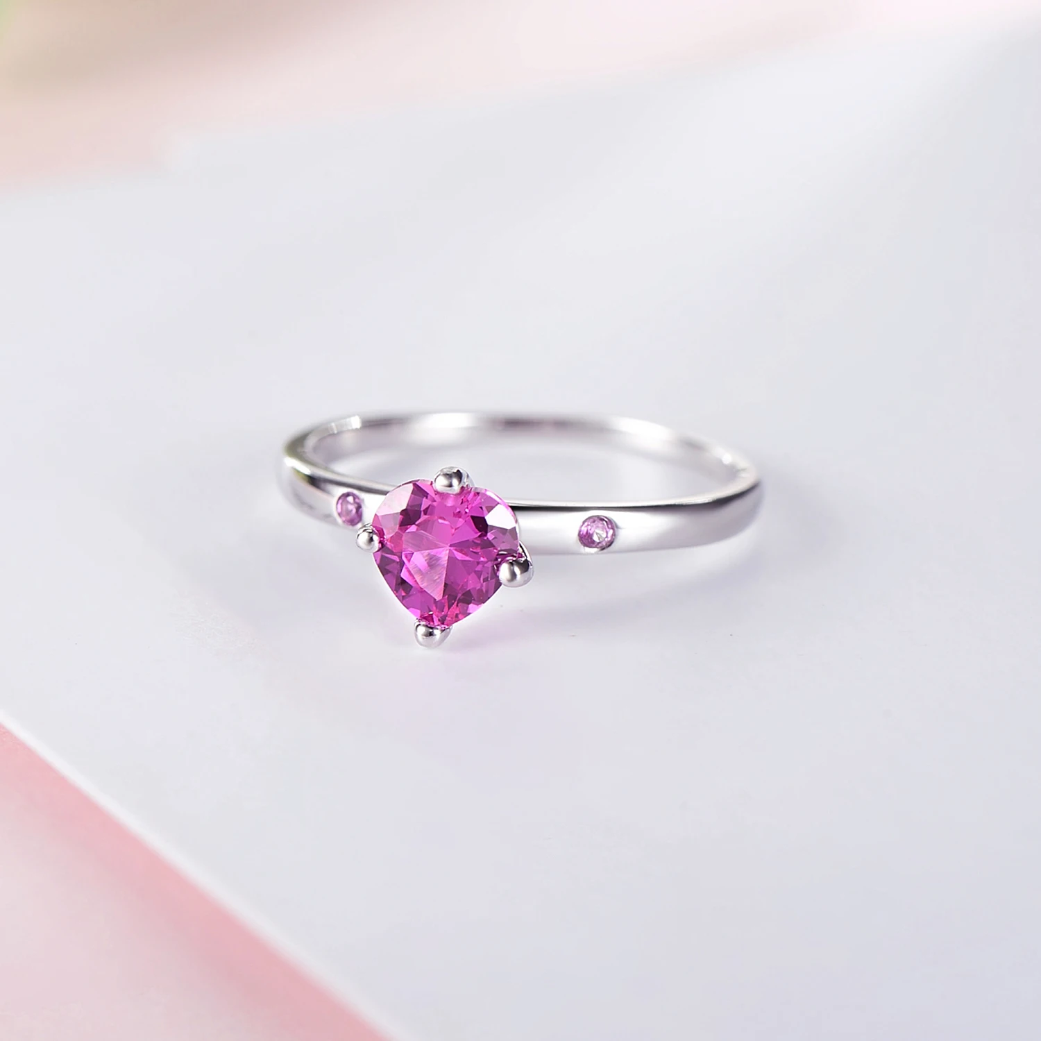 MODIAN Genuine 925 Sterling Silver Romantic Ring Heart RED CZ Finger Rings for Women Wedding Anniversary Jewelry Anel
