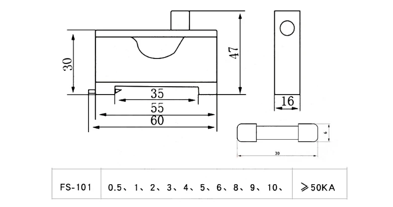 FS-101 Fuse Holder with Light Fuse Box 6*30 Fuse Holder 6X30 Built-in 10A Fuse