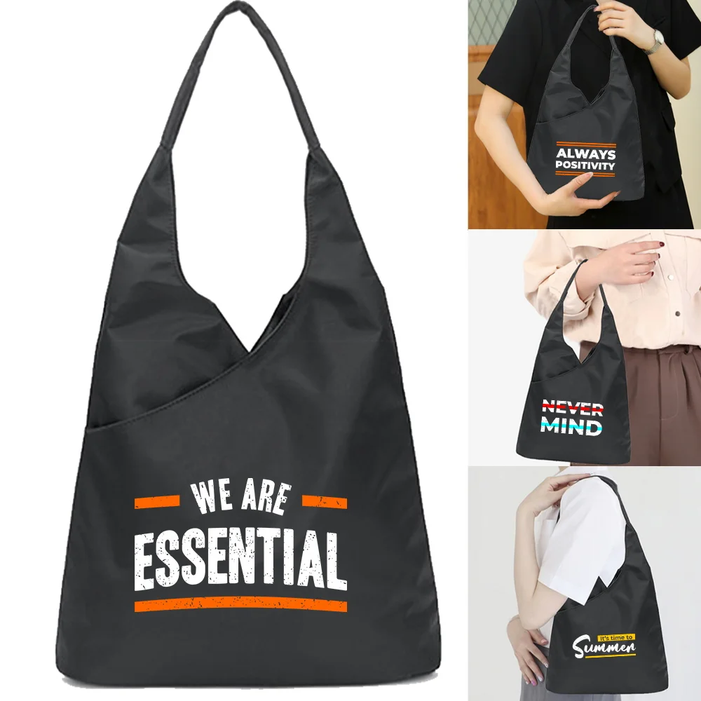 

Handbag Women's Tote Bags Soft Environmental Shoulder Reusable Harajuku Style Phrase Series Printed Small and Shopper Totes Bag