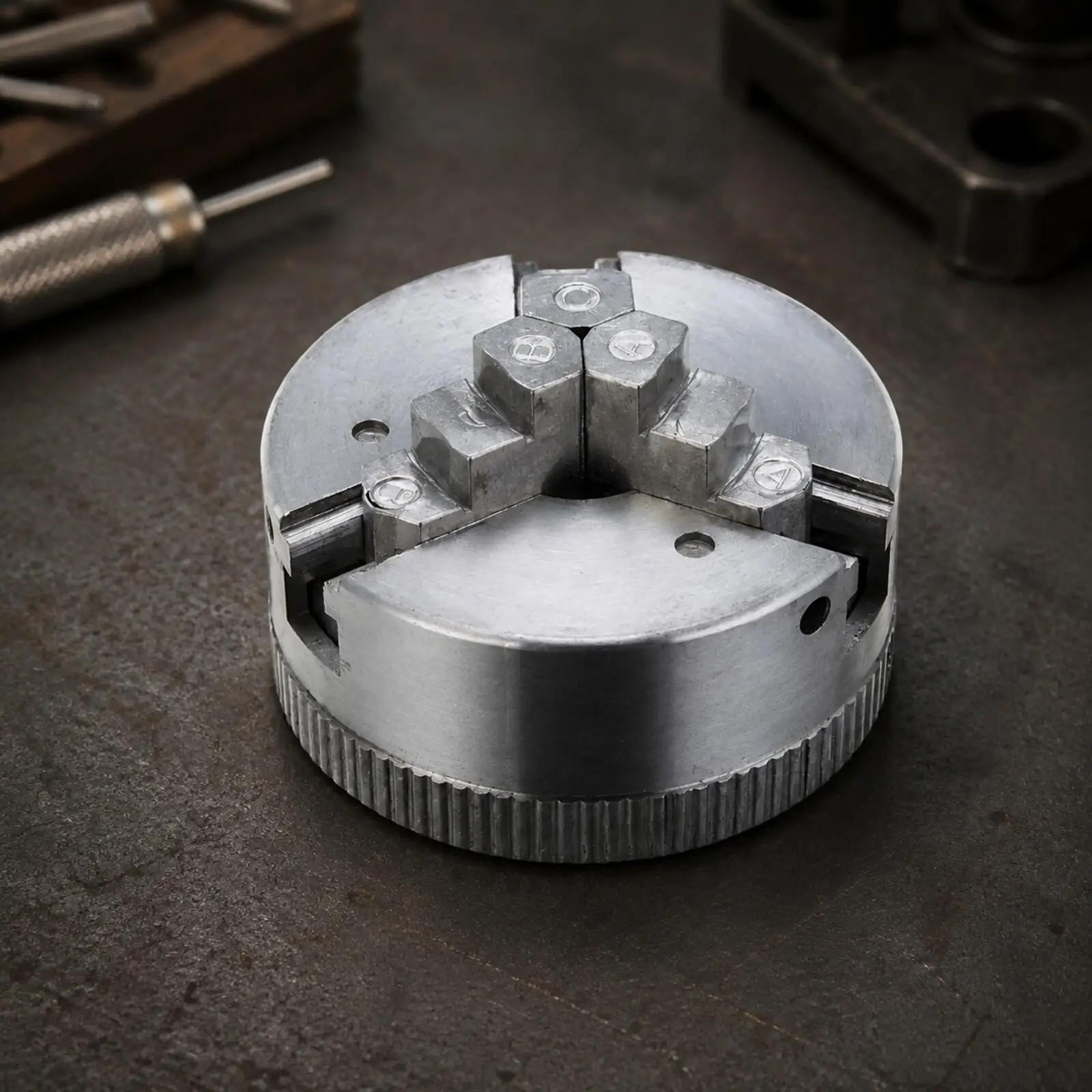 Small Lathe Chuck Fixture 50mm Alloy Three Jaw Self Centering Work Holder for Precision Bench Grinding and Hobby Workshop Use