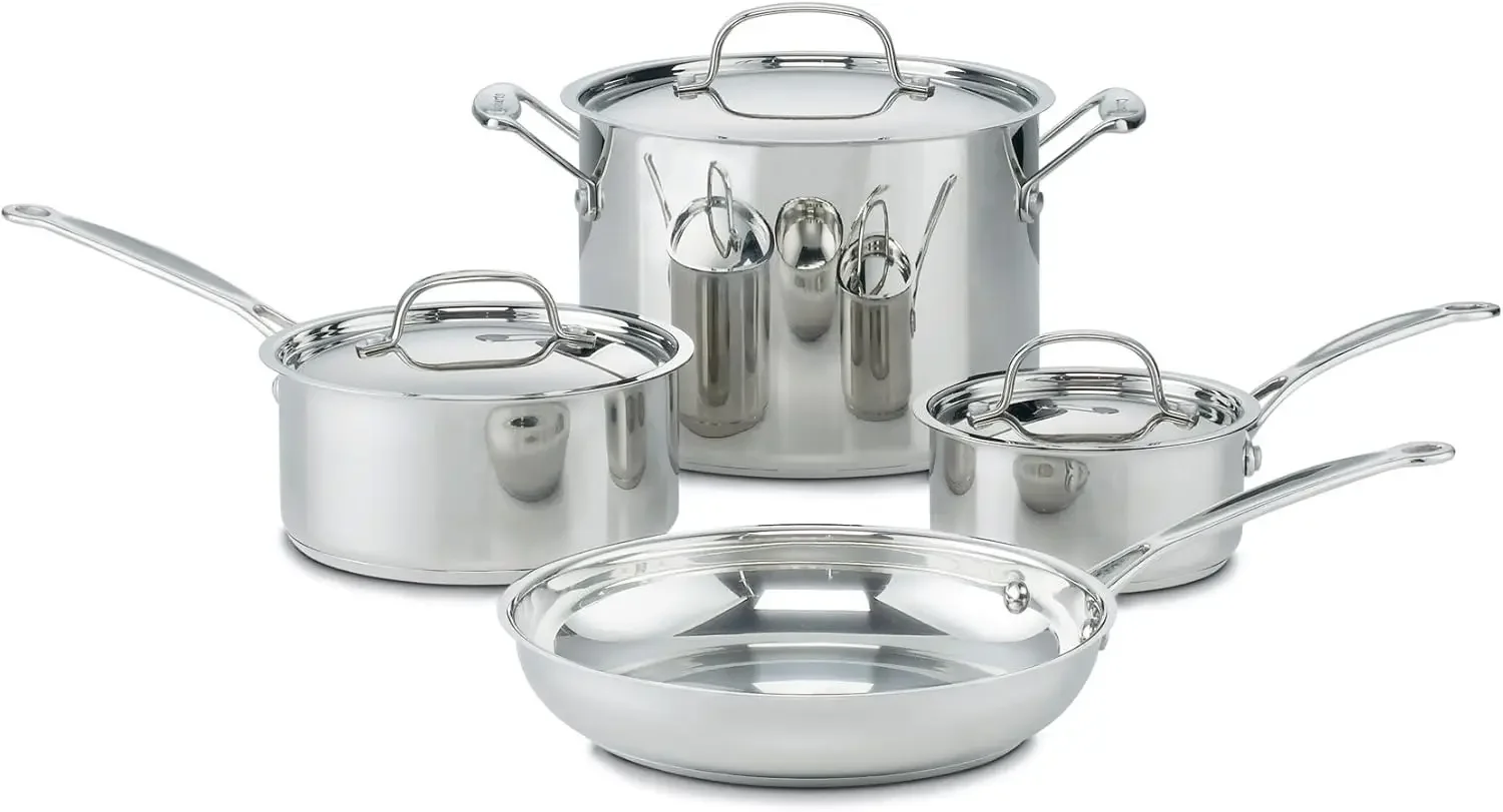 7-Piece Cookware Set, Chef's Classic Stainless Steel Collection, 77-7P1