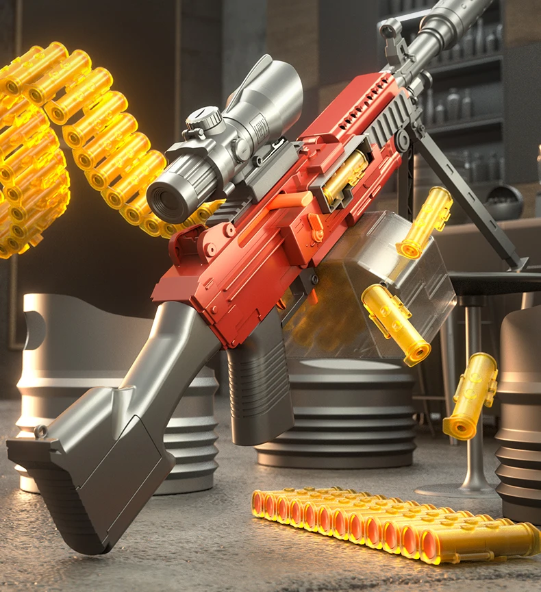 M249 e M416 Modello manuale classico Pistola giocattolo a proiettile morbido di sicurezza con lancio di conchiglie, opzioni multiple per utilizzare la pistola giocattolo per famiglie all'aperto Soft Bullet Boy da 6 cm