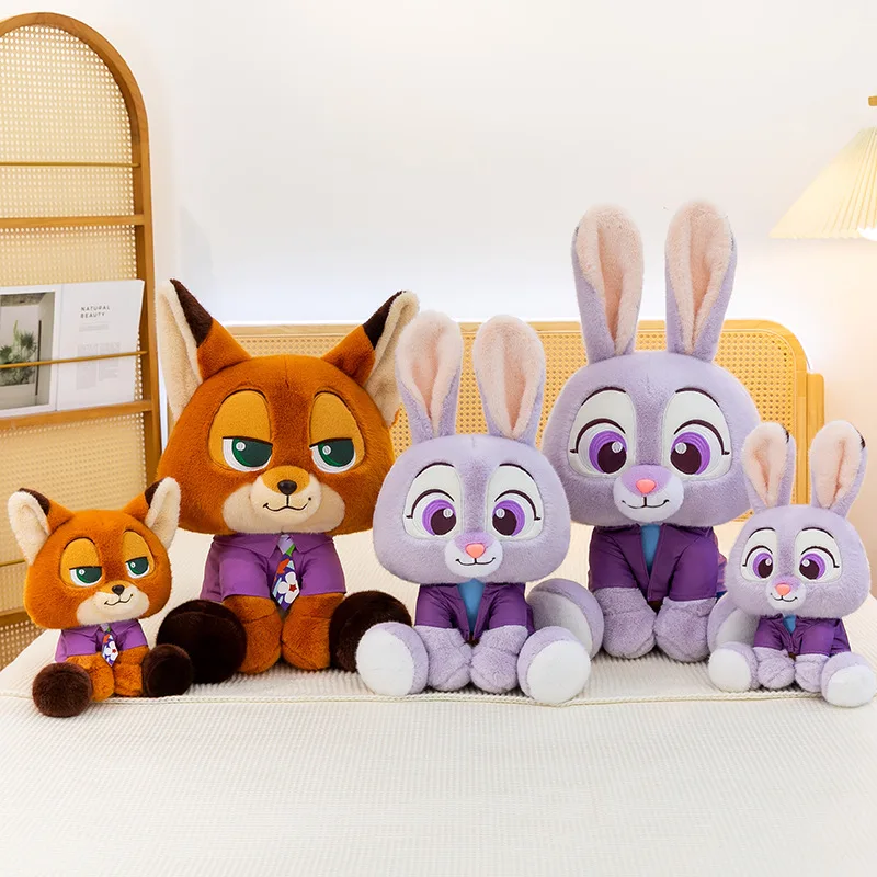 60cm Disney Zootopia Judy Rabbit and Nick Fox Plush Toys Stuffed Animal Dolls Sitting Style Soft Baby Kids Birthday Xmas Gift