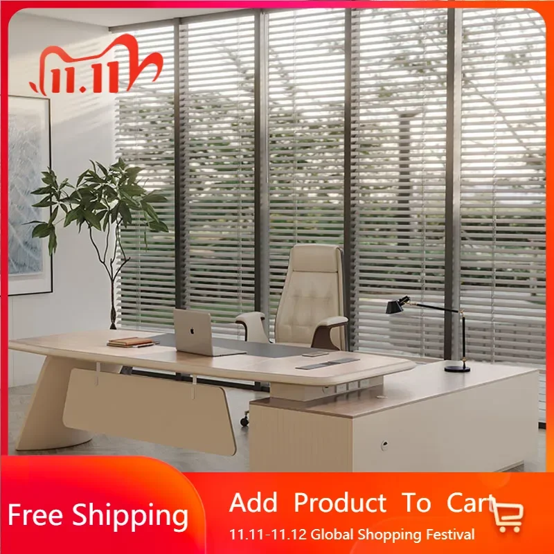 

Korean Boss Office Desk1.8m Long Minimalist Modern Luxurious Computer Desk Chair Combination Aesthetic Ufficio Hotel Furniture