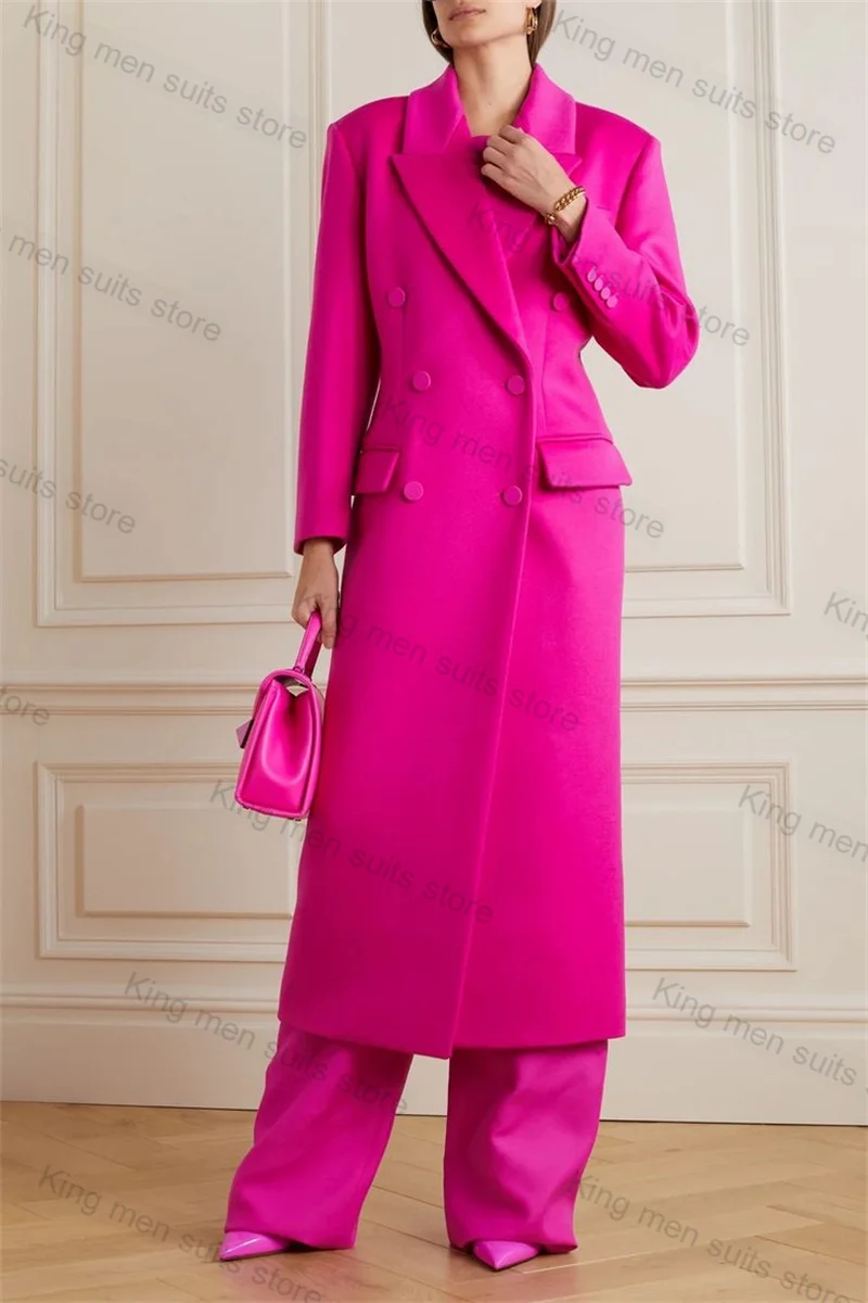 Pink Cashmere Wool Women Suit 1 Piece Blazer Overcoat Winter Thick Customized Formal Office Lady Jacket Wedding Prom Dress Coat