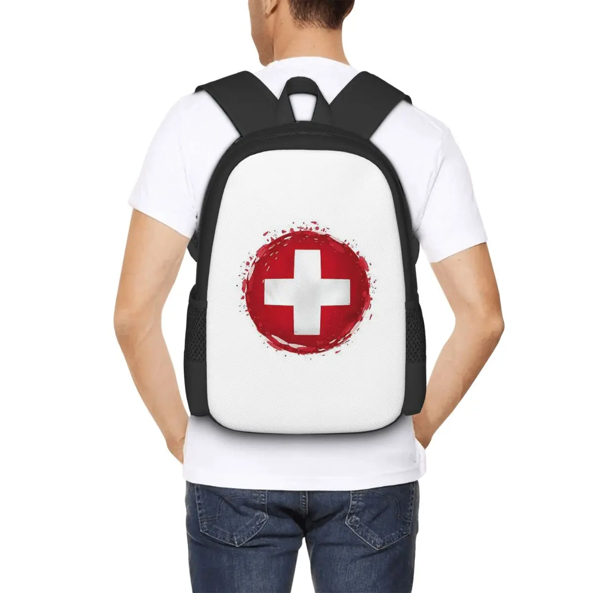 Swiss Switzerland Flag Backpack Hot Sale Daypack Large Capacity Boys Girls BookBag School Bag Shoulder Bags for Men Women