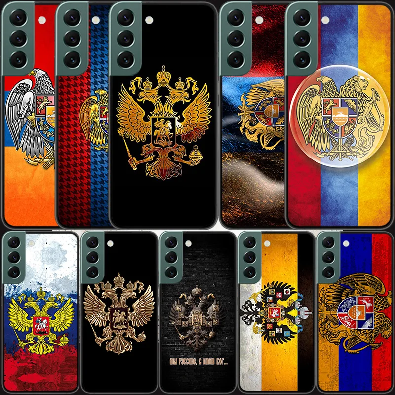 Russia Flag Emblem Phone For Samsung Galaxy S24 S22 Ultra S21 Plus S20 S23 FE Case S10 S10E S9 S8 S7 Edge Cover Silicone Soft Co