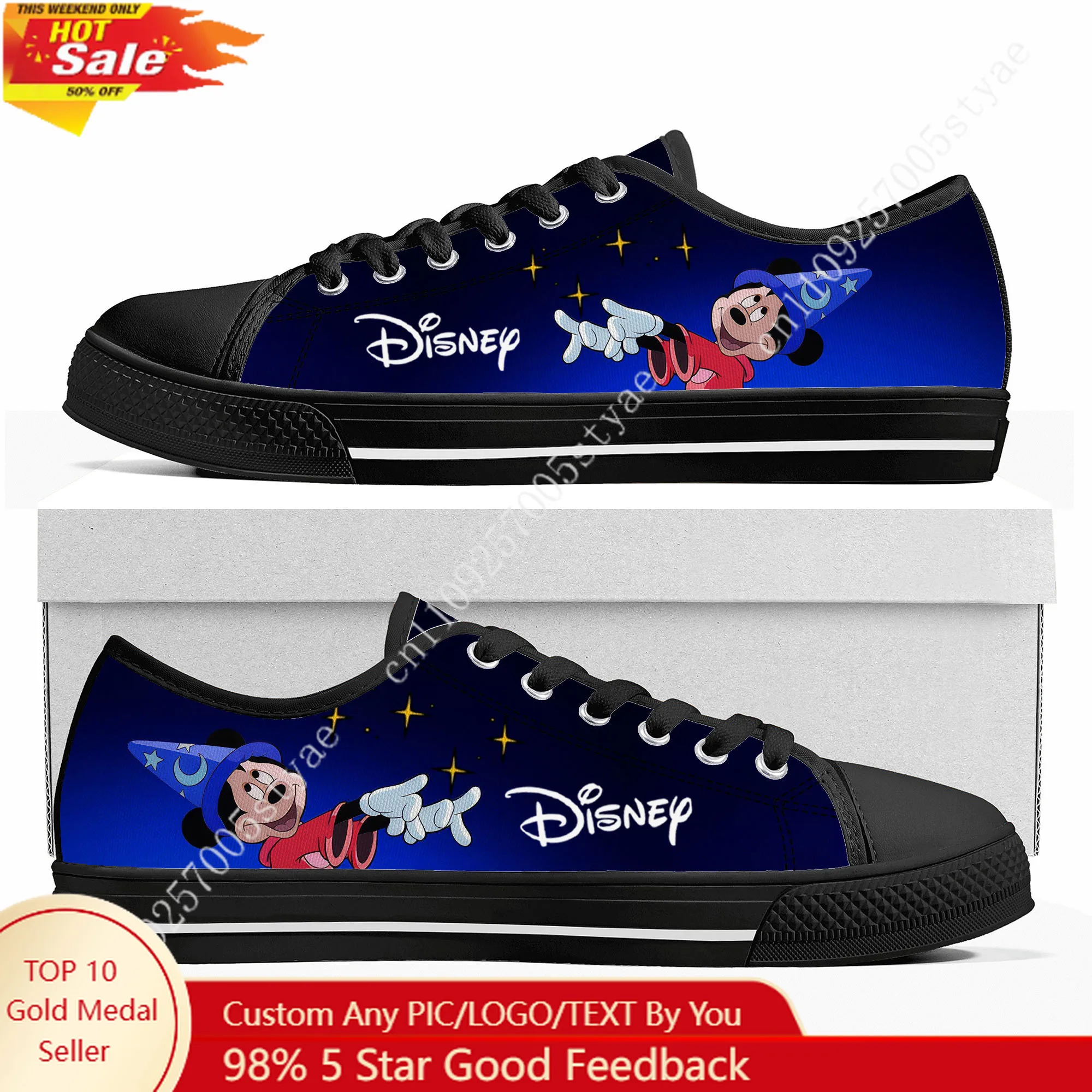 

Disney World Magic Mickey Low Top High Quality Sneakers Mens Women Canvas Sneaker Casual Custom Shoes