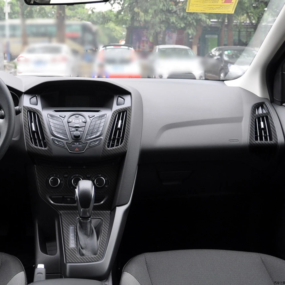 Carbon Fiber Interior car Sticker For Ford Focus 2012-2014 Central Console Gear Shift Panel Door Handle Cover Trim