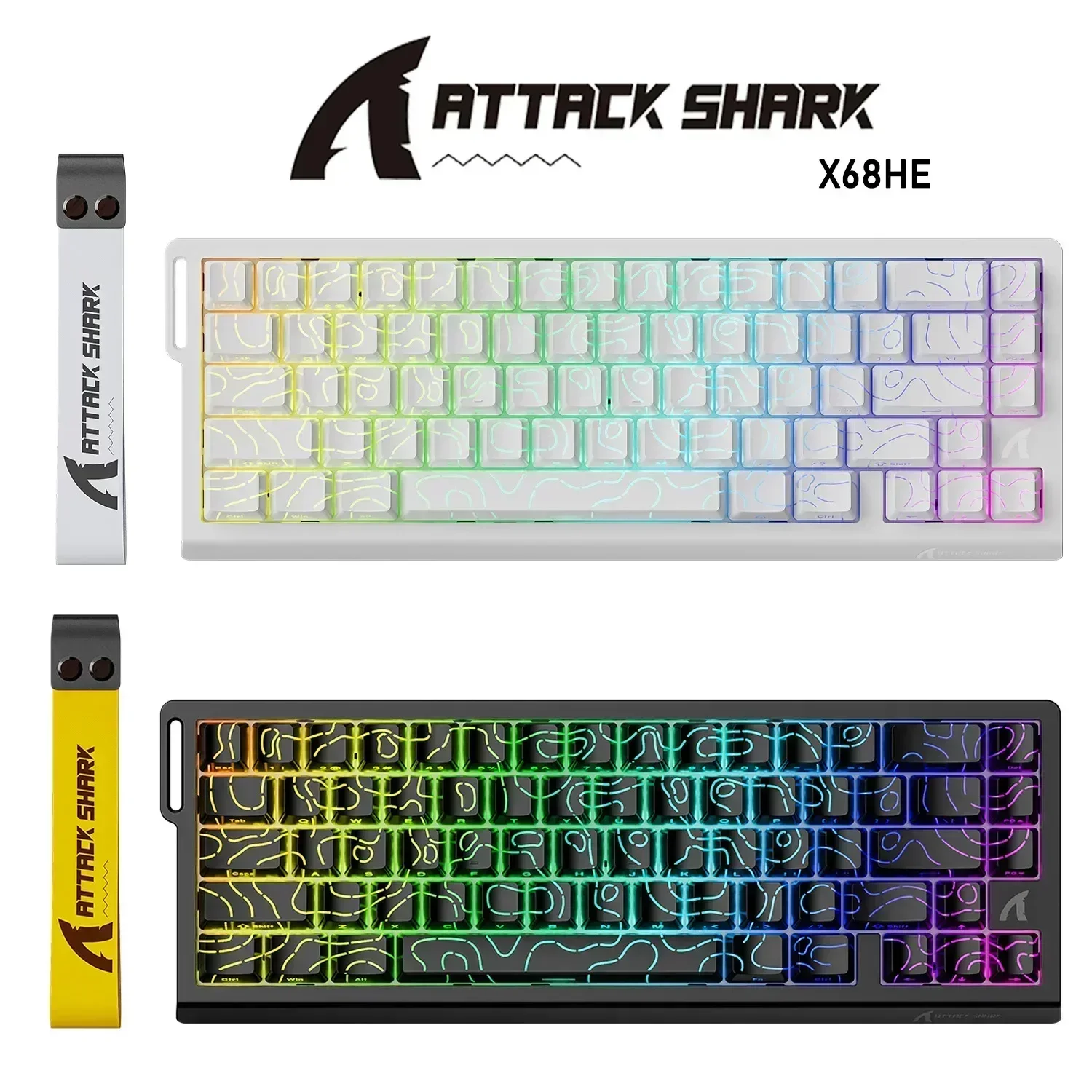 ATTACK SHARK X68HE لوحات المفاتيح الميكانيكية المغناطيسية 128K معدل المسح الضوئي 8K تأخير منخفض للرياضات الإلكترونية RGB لوحة المفاتيح الألعاب 0.01 مم دقة RT #1