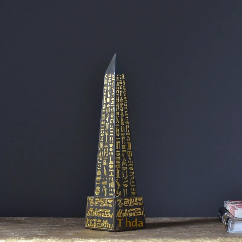 Home Decor Items Resin Egyptian Obelisk Statue With Hieroglyphic Pattern Desktop Artware Ornament For Living Room Office Home