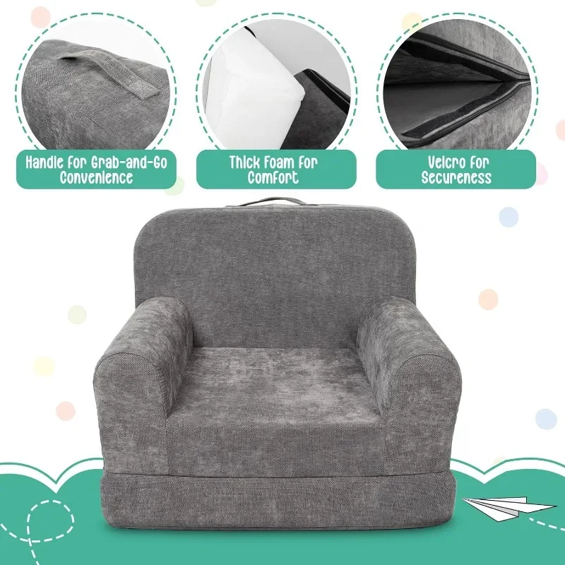 Sofá plegable y reclinable para niños, silla Convertible para niños pequeños, sofá reclinable abatible