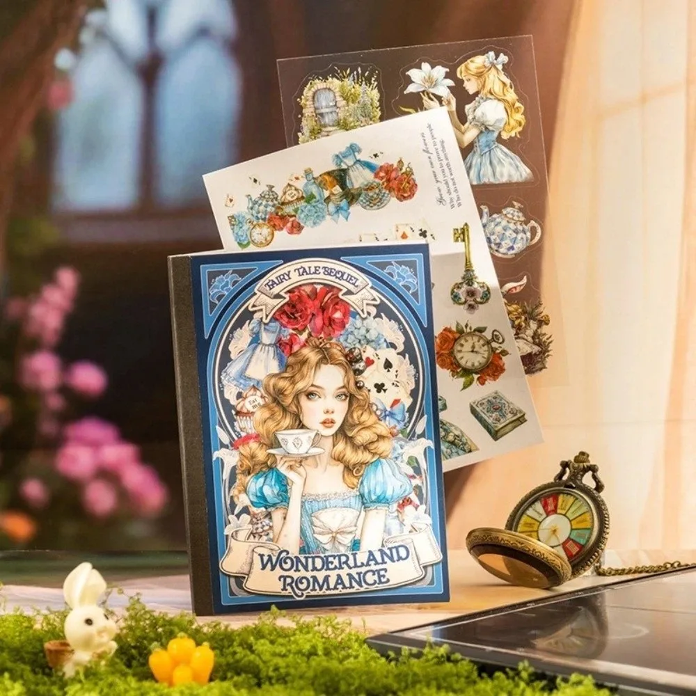 Fairy Tale Series Pocket Sticker Book PET & Paper 18 Sheets Journal Stickers Elegent Girls Die Cut DIY Craft Supplies