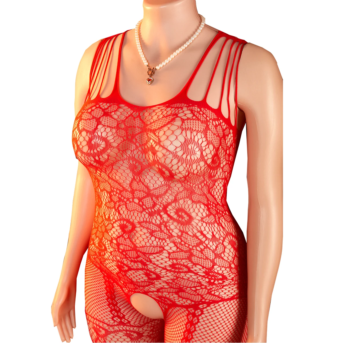Adult Seductive Sexy Lingerie Sheer Fishnet Lace Mesh Crotchless Underwear Bodysuit High Waist Sheer Legs Open Back Plus Size