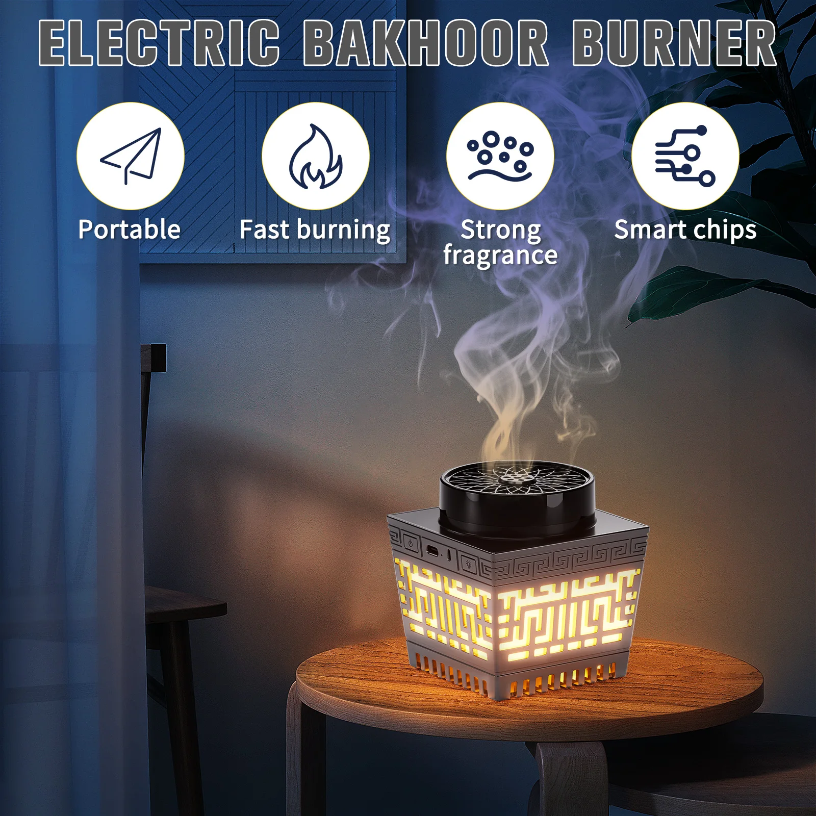 

Bakhoor Bukhoor Burner Electric Bakhor Portable Rechargable Car Incense Burner Parts Aroma Diffuser For Ramadan Eid Gifts