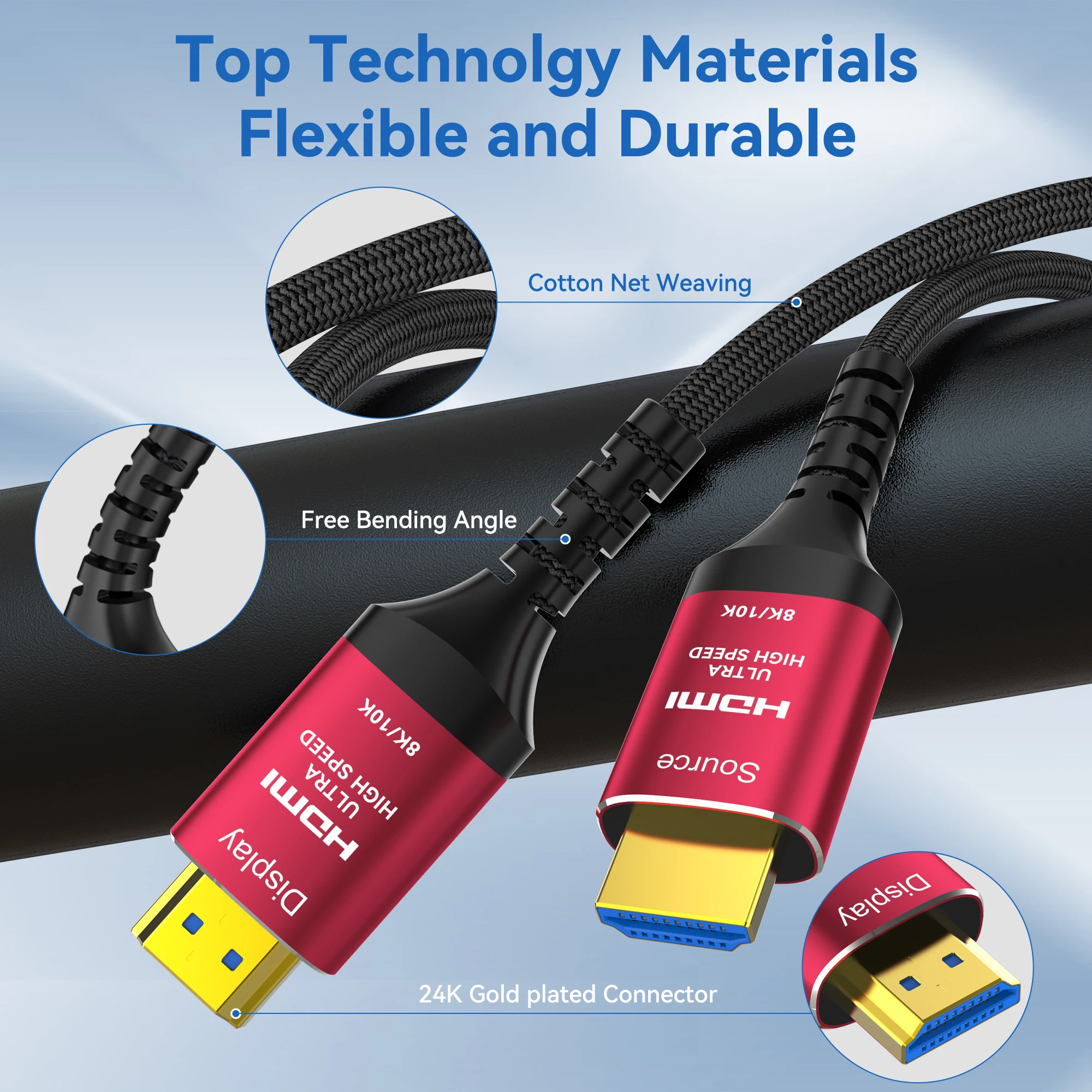 Long 10M 15M 20M 30M 8K HDMI Fiber Optic Cables,hdmi 2.1 8K60hz 4K120 144hz,48Gbps UHD Compatible for PS5 PS4 Xbox RTX3080 3090