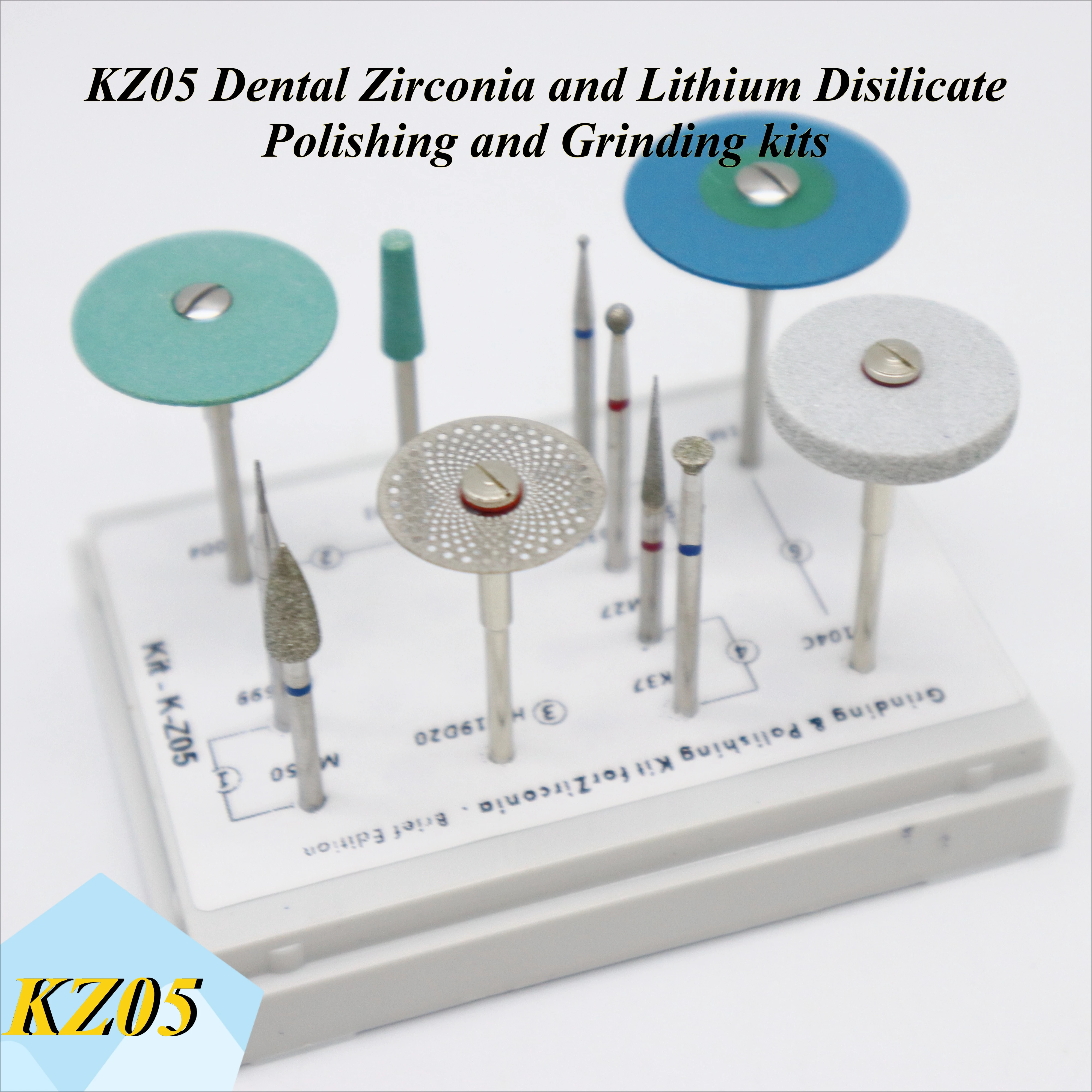 Dental Grinding Polisher Burs Dental Lab Zirconia Lithium Disilicate Glass Ceramic PMMA Crown Denture Polishing Finishing Kits