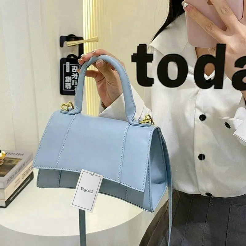 2024 New handbag Women\'s Luxury Design PU Leather Fashion Lady Messenger Purse Plain Joker Hourglass Crossbody One Shoulder Bags