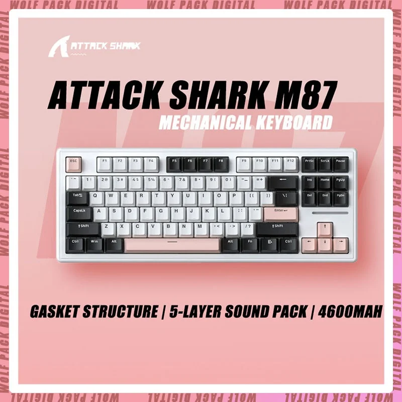 Attack Shark M87 Wireless Bluetooth Mechanical Keyboard Third Mock Examination Wired RGB Customized Gasket Hot Plug Gamer Gift