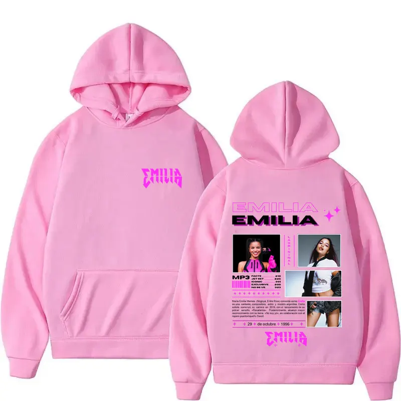 2025 العصرية إميليا Mernes MP3 هوديس Harajuku المتضخم البلوز الرجال النساء ملابس كاجوال كنزة صوف موضة الشارع الشهير