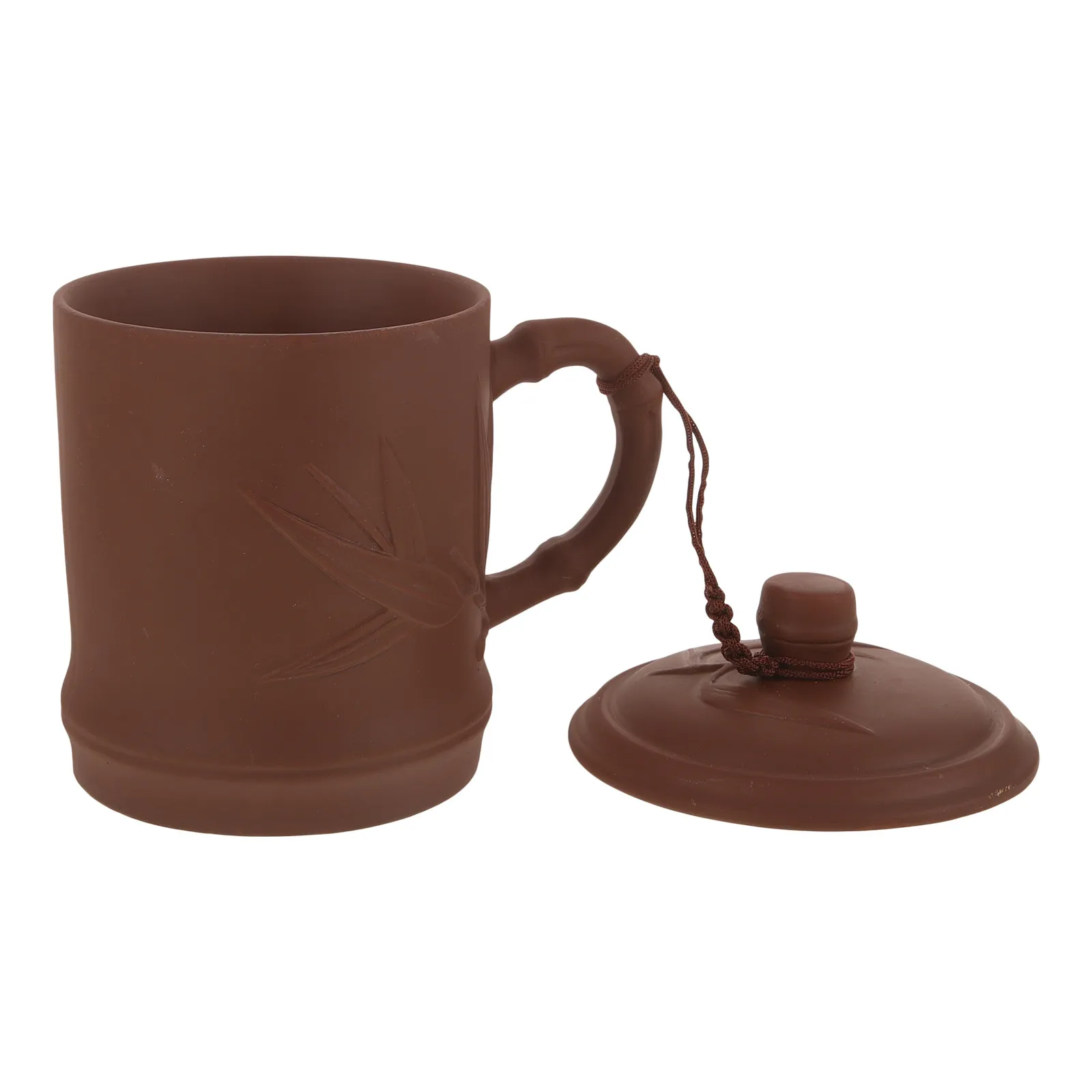 Taza de Té de Arcilla Morada Estilo Chino con Asa y Tapa de Cerámica, Apta para Beber Té en Casa, Bar o Restaurante