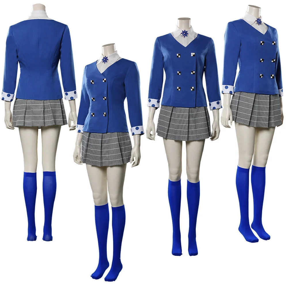 

Heathers Veronica Sawyer Cosplay Costume Blue Blazer Shirt Pleated Skirt Socks Uniform Outfit Halloween Carnival Disguise Women