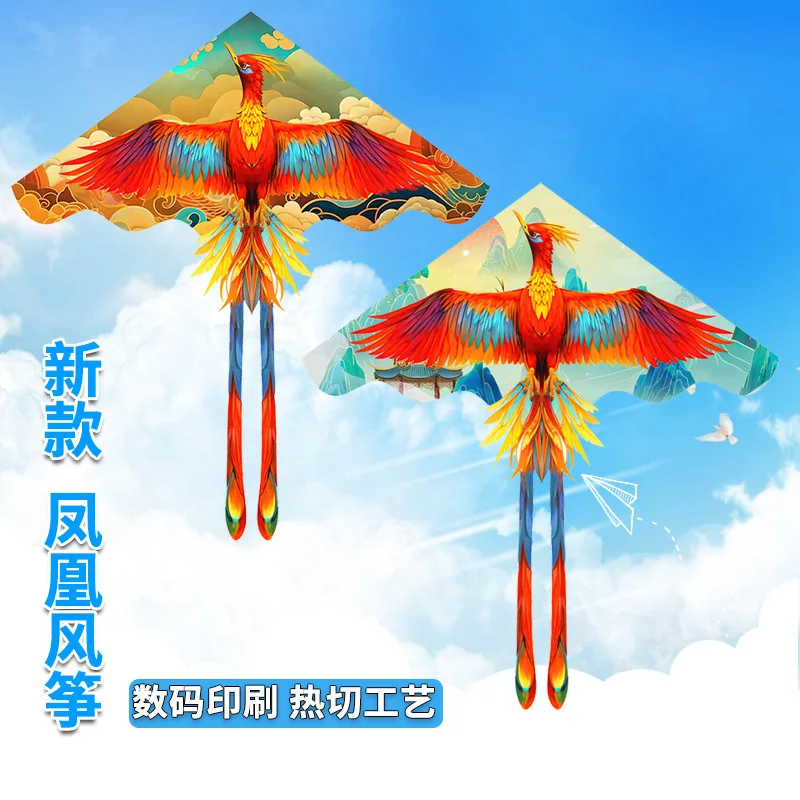 

Large Phoenix Kite Grassland Kite Breeze Fly Children Adult Add String Kites Long Tail Gingham Outdoor Fun Sports Toys