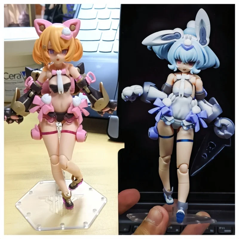 

In Stock | Kotobukiya Plastic Model Kit - Megami Device Puni Mofu: Black Cat & Snow Rabbit (Cat & Rabbit Alternative Color Ver.)