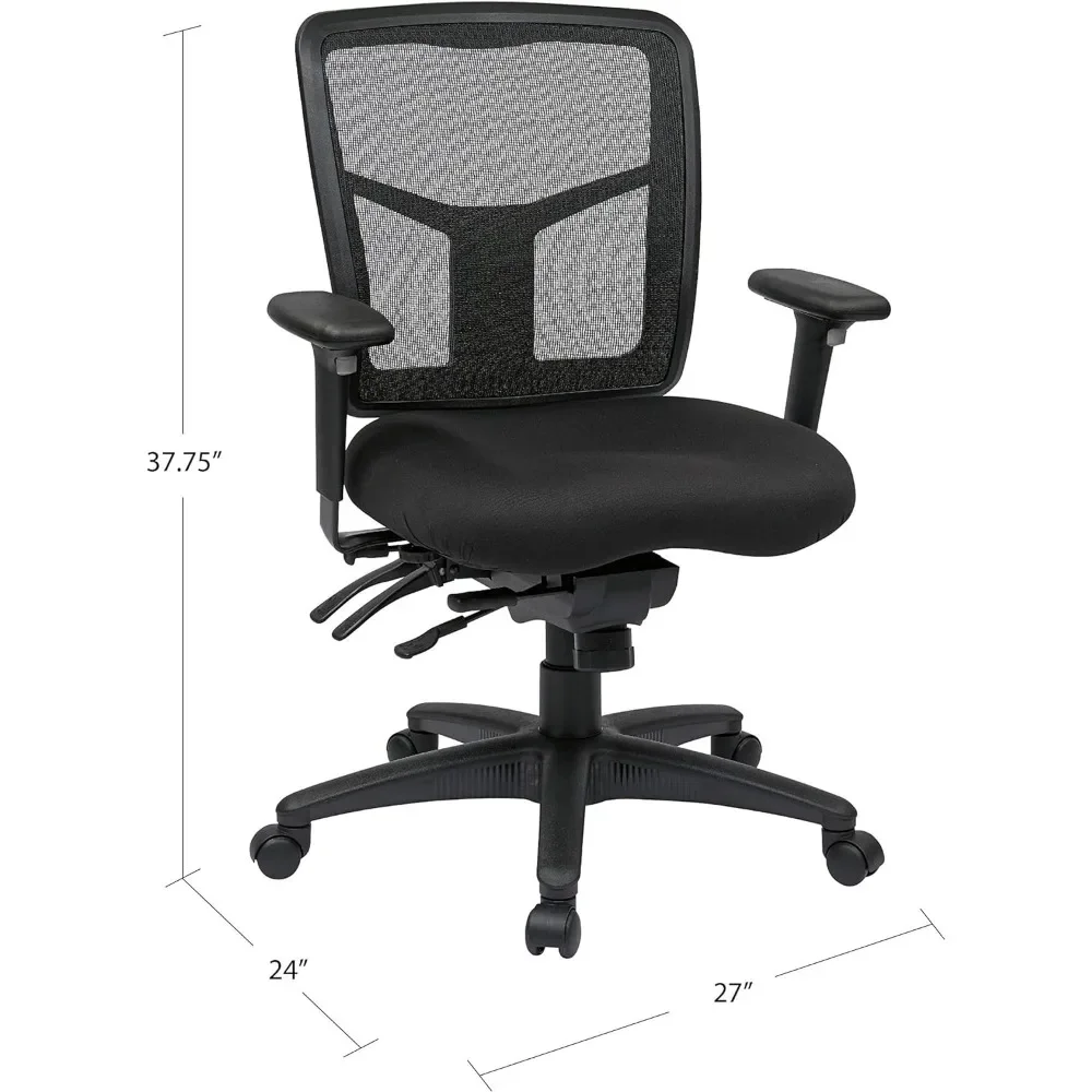 Computer Office Chair ProGrid Breathable Mesh Manager's Office Chair With Adjustable Seat Height Mid Back Coal FreeFlex Fabric