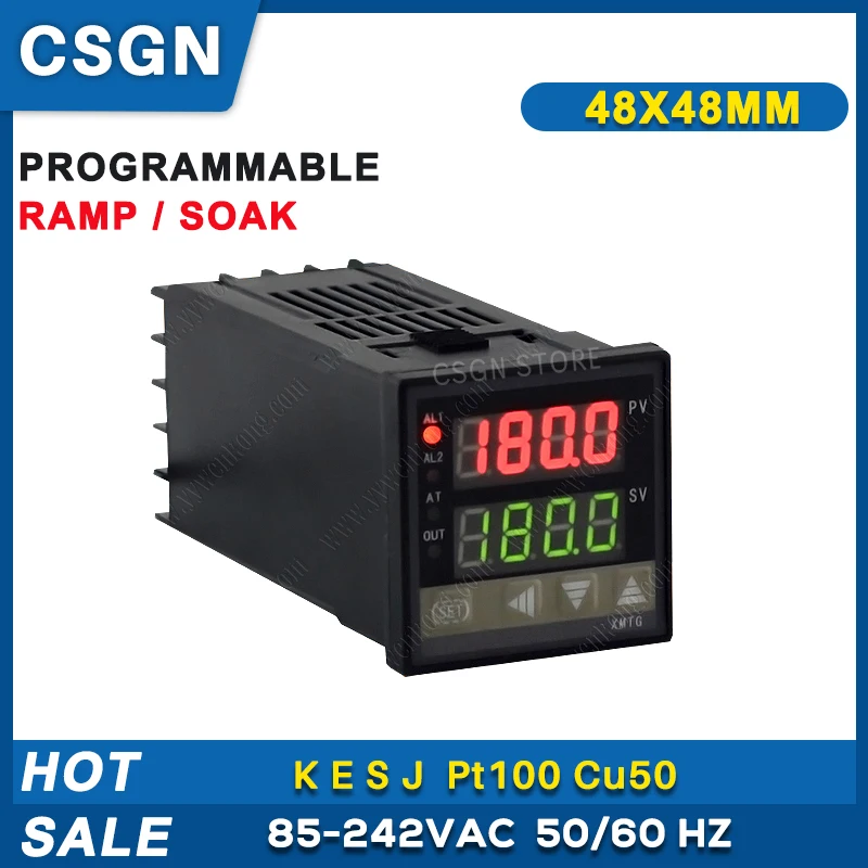 Controlador de Temperatura Pid Programável Digital Rampa Soak 220v Saída do Relé Ssr 48 mm 30 Programa Segmento