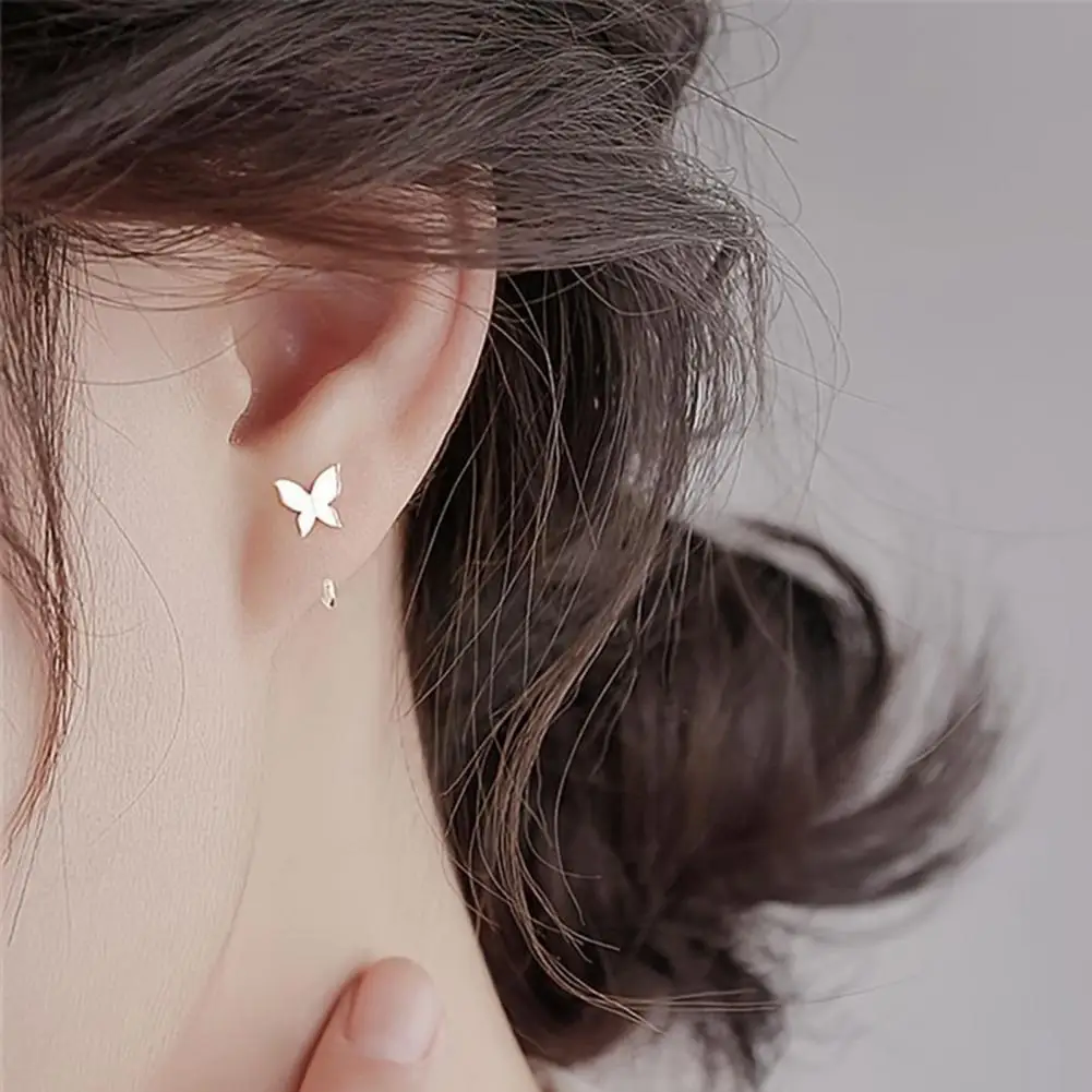 Versatile Fashion Earrings Butterfly Design Earrings for Women Circle Shape Open-type Jewelry Easy Wear for Commuting