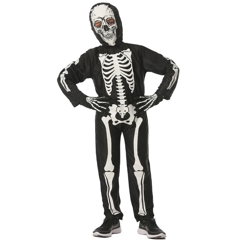 Esqueleto Halloween Cosplay Costumes para crianças, macacão de terror, brilho no escuro, zumbis, festa da caveira, carnaval, Purim, crianças