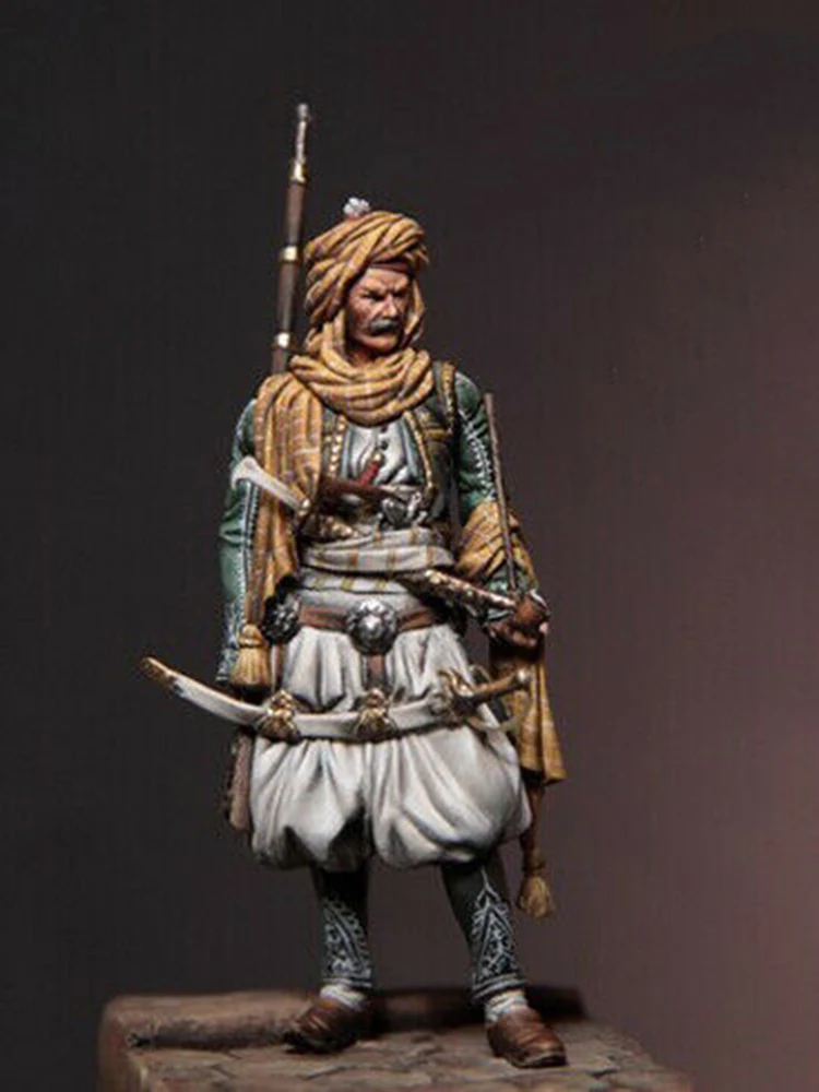 

Unassambled 1/32 54mm ancient man stand with hat warrior (WITH BASE ) Resin figure miniature model kits Unpainted