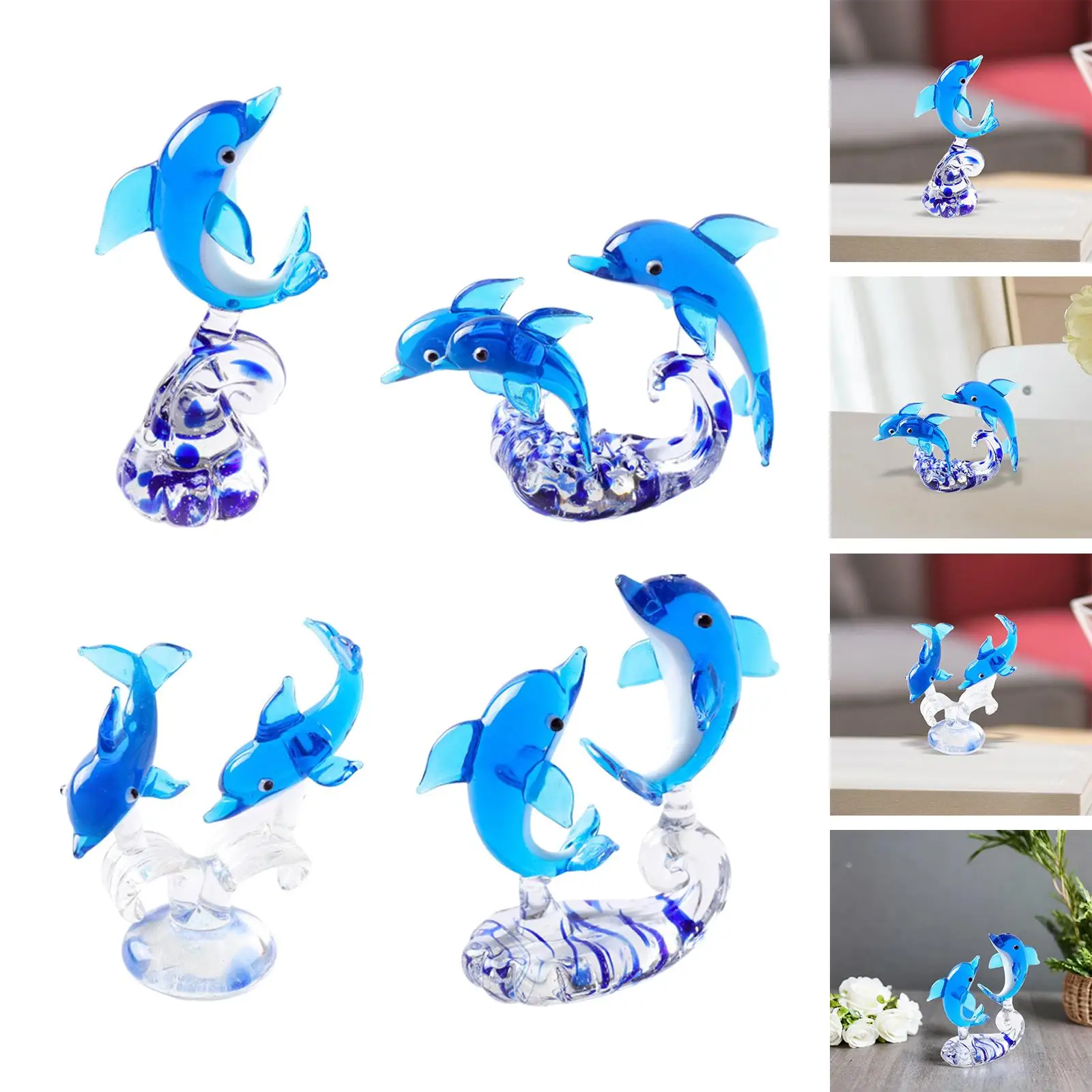 2-6pack Dolphin Decor Statue Room Figurine Sea Ornament Dolphin Ornaments A