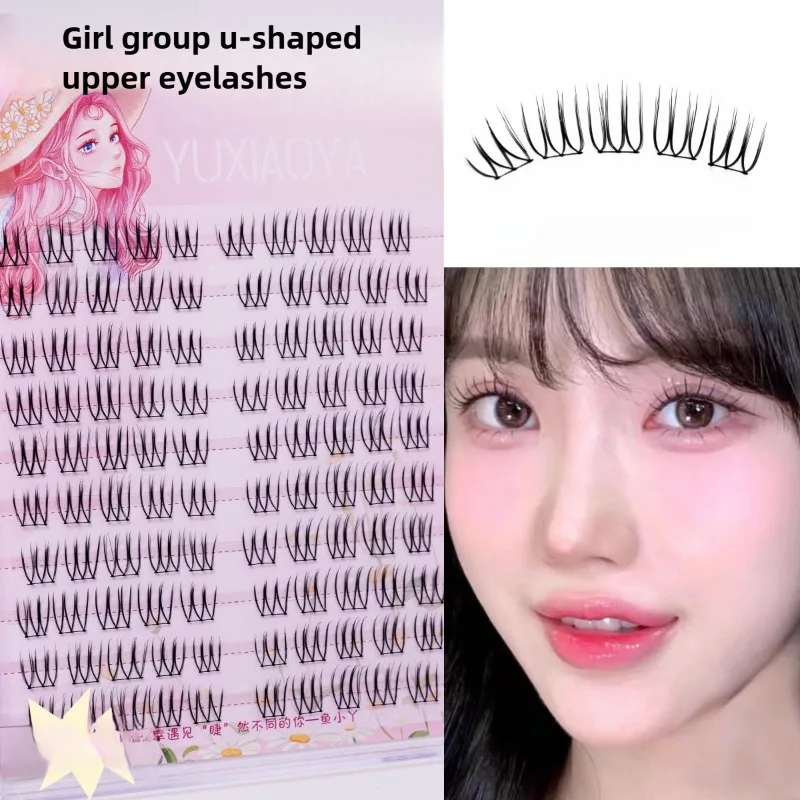 Nuevas pestañas postizas Kpop segmentadas en forma de U, grupo coreano, pestañas individuales naturales DIY, pestañas de gran capacidad, Manga, tallo negro