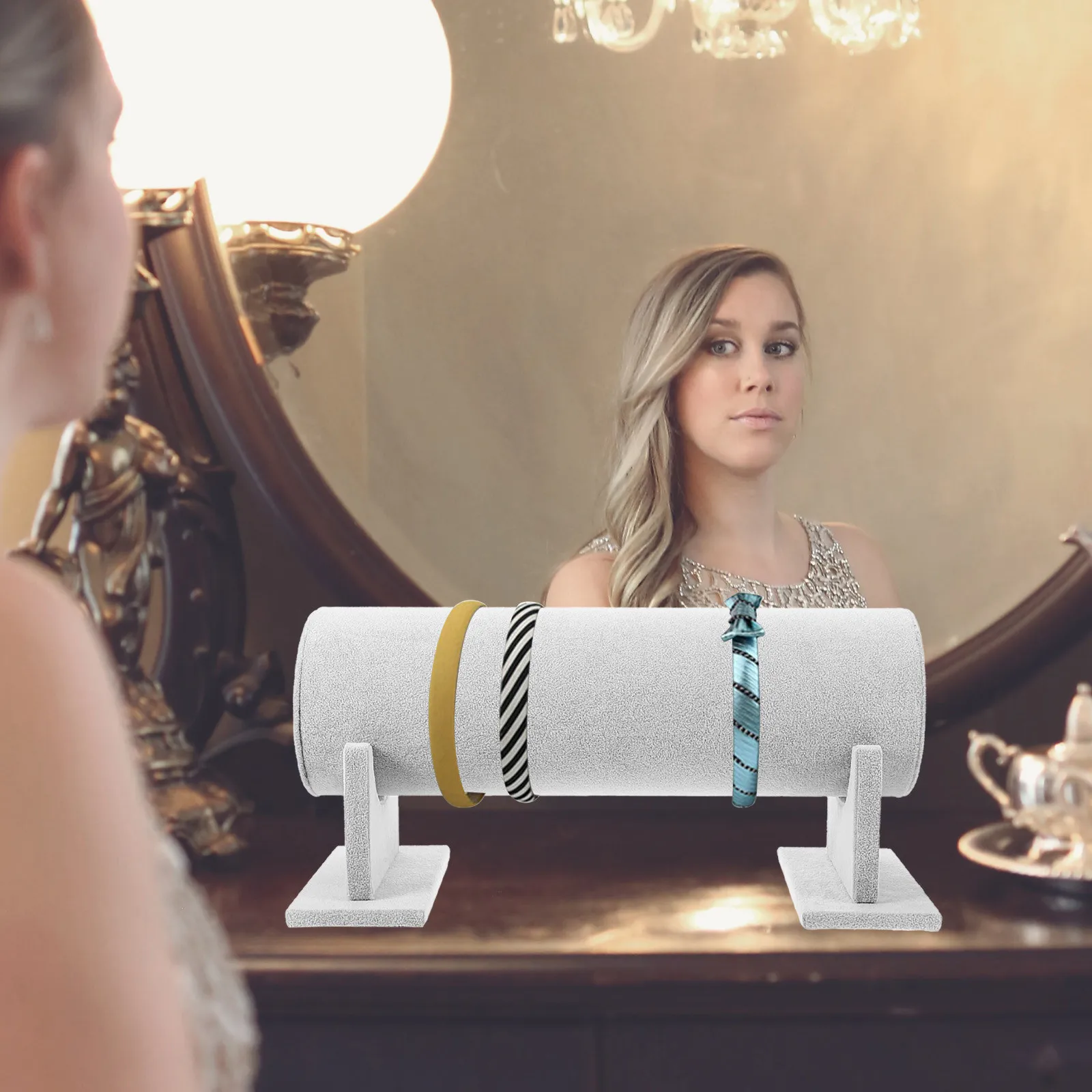 

Подставка для ободков для волос 50x11 см, держатель для повязок на голову, премиум-класс, ПВХ-покрытие, мягкая на ощупь поверхность, для организации хранения резинок для волос и ожерелий