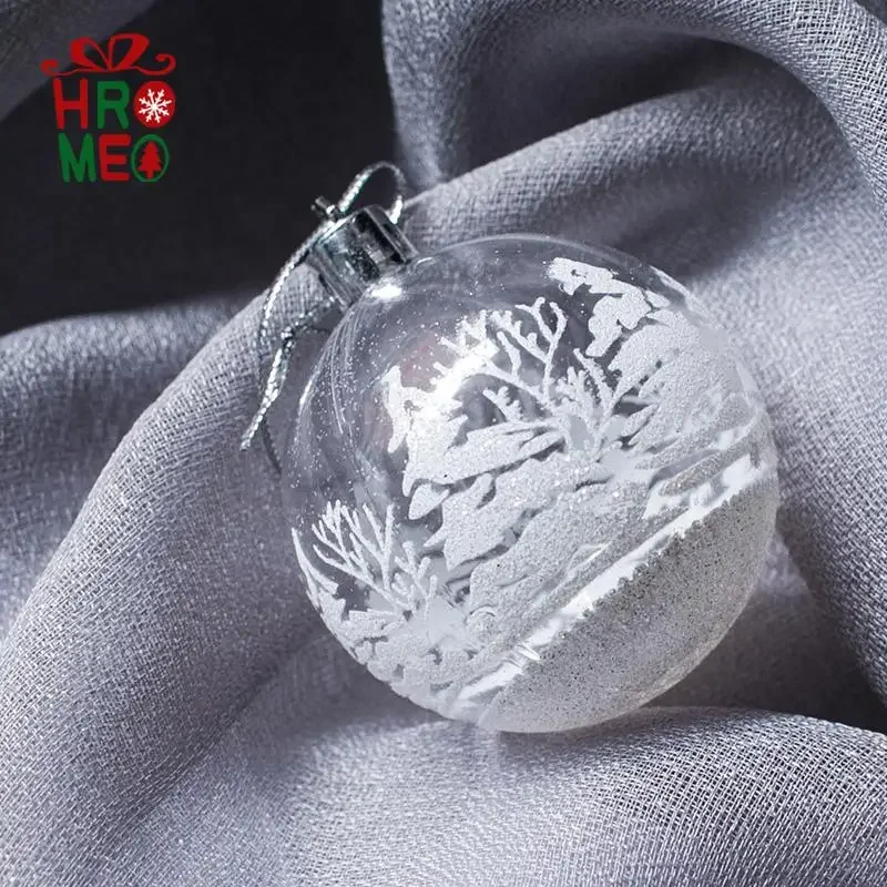 6cm transparent christmas ball snow ball handmade painted christmas ball christmas tree ornament pendant