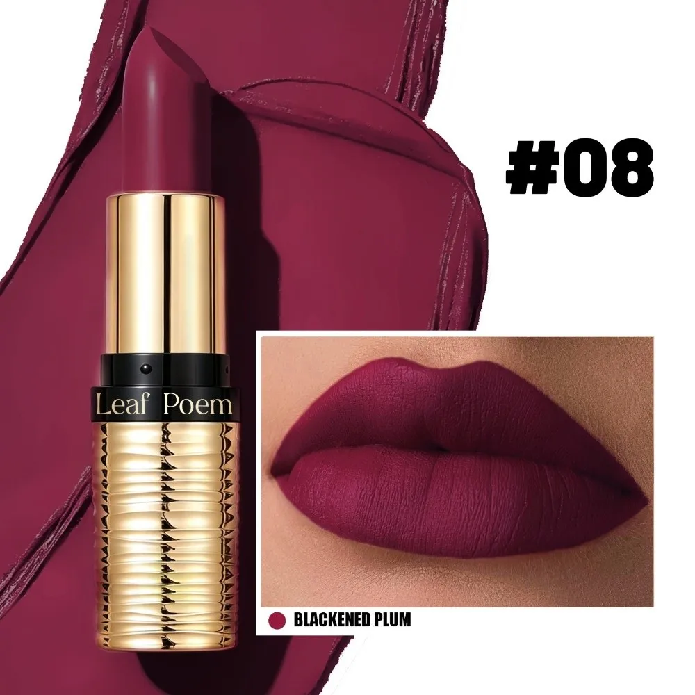 8 Colors Matte Lipstick Non-stick Cup Waterproof Velvet Lip Glaze Long Lasting Metal Threaded Tube Lip Contour Pencil Lip Makeup