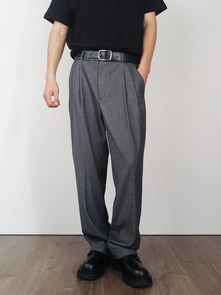CAILENOW American Retro Men's Slimming Drape Anti-Wrinkle Loose Casual Double Pleat Straight Leg TR West Pants