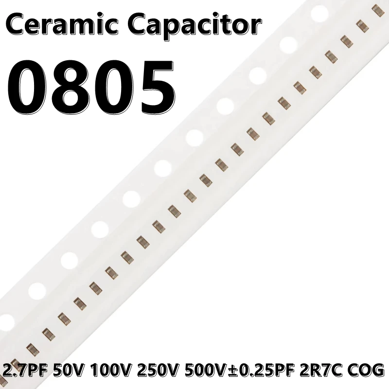 

(50 шт.) 0805 100 пФ 50 в 250 в 500 в 2012 В ± ПФ 2R7C COG SMD керамические конденсаторы