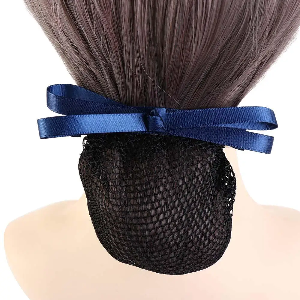 Mesh Hair Net Bowknot Hair Bun Cover Bow For Nurse Women Spring Clips Ponytail Clip Hairgrips Cover Net Korean Bun Snood