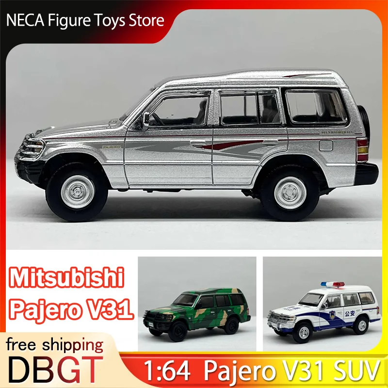 Nuevo DBGT 1:64 Mitsubishi Pajero V31 y policía y camuflaje verde aleación SUV modelo todoterreno vehículo fundido a presión juguete de coleccionistas de coches japoneses