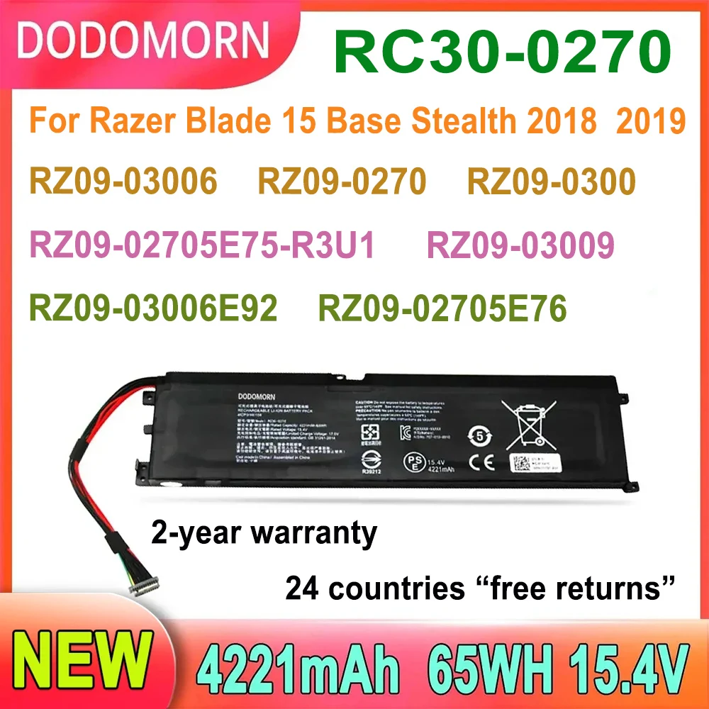 

NEW RC30-0270 Laptop Battery For Razer Blade 15 BASE 2018 2019 2020 2021 Year RZ09-02705 RZ09-02705E76-R3U1 Series Fast Delivery