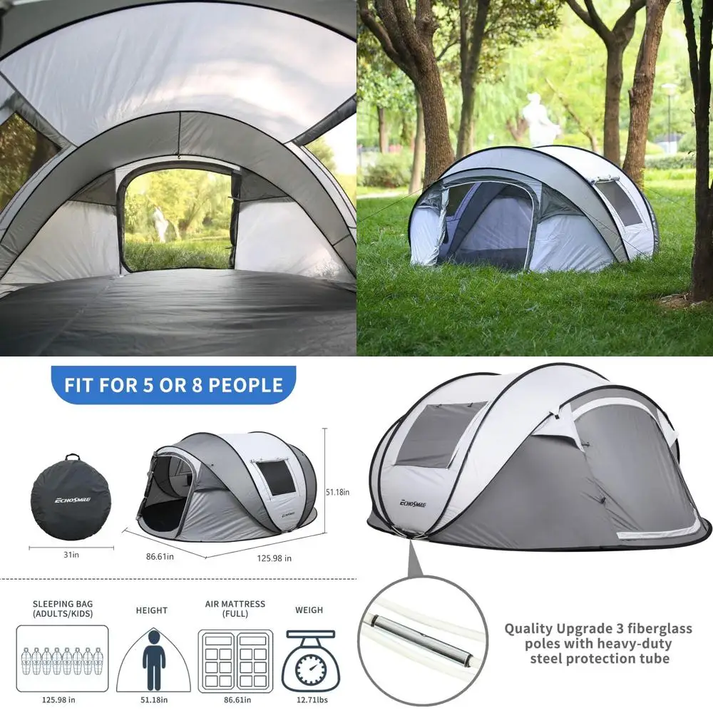 

Quick Setup Portable Camping Tent for 2-6 People, Waterproof Dome Style with Carry Bag
