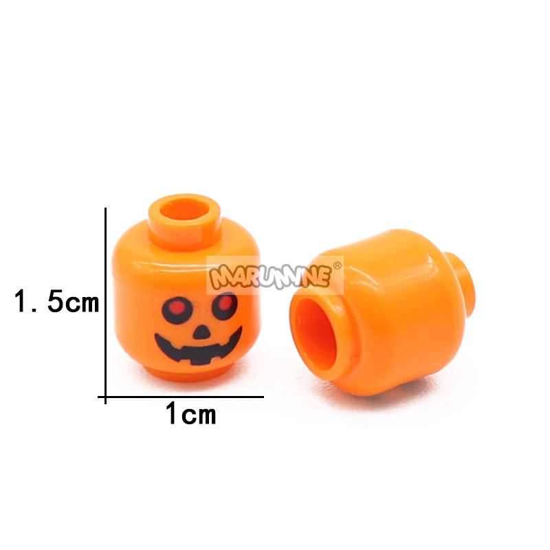 Marumine-Blocos de Impressão Halloween, Acessórios Ghost Heads, Compatible MOC Bricks, DIY, Mini Modeling Puzzle Parts, 3626, 80Pcs