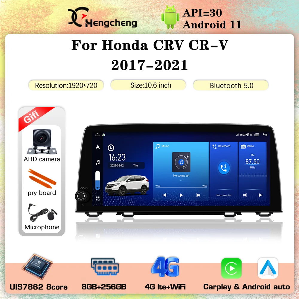 

10.6inch For Honda CRV CR - V 5 RT RW 2017-2021 Car Video Player GPS Navigation Car Radio Android 11 8+256G Carplay 360 Camera