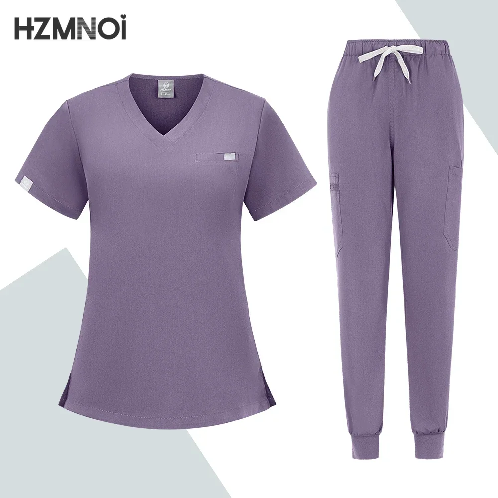 Uniforme médico de enfermagem manga curta calças superiores uniforme de enfermeira de alta qualidade feminino salão de beleza conjuntos de trabalho de farmácia limpeza esfrega