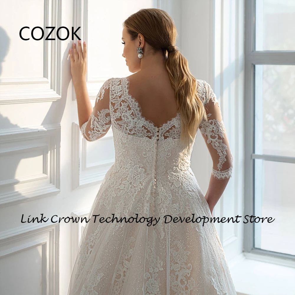 COZOK-Vestidos De Novia sin tirantes De talla grande para mujer, traje De Novia De corte acampanado con botones en la espalda, verano, 2024