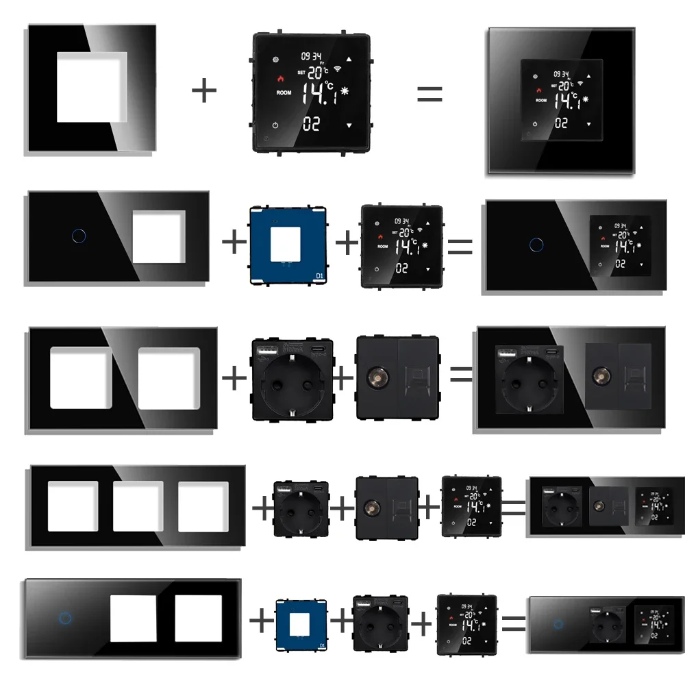 Smart Temperature Remote Controller Module Tuya WiFi Thermostat Touch Screen for Water/Electric Floor/Gas Boiler NTC Glass Frame