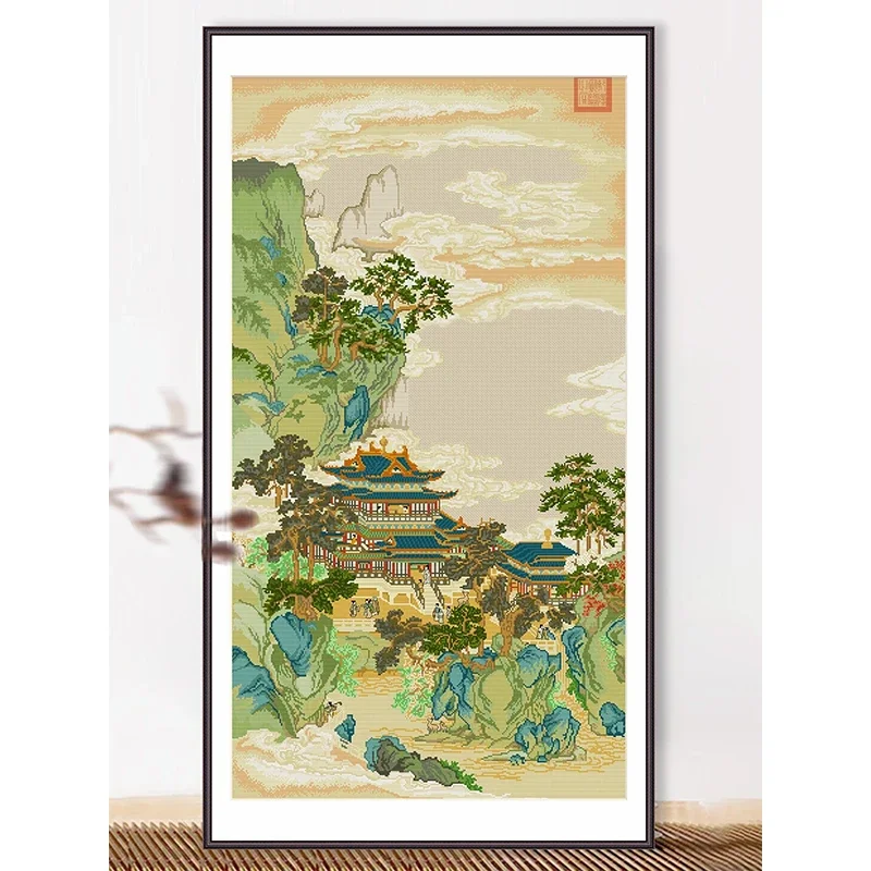 

Весенний набор для вышивки крестом с разноцветными нитками, рукоделие, высокогорный павильон, желтый холст с принтом для вышивки для взрослых